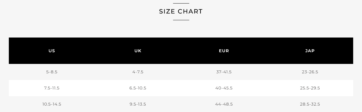 Ronix Wakeboot Size (Image) 0 Tabla de Tallas